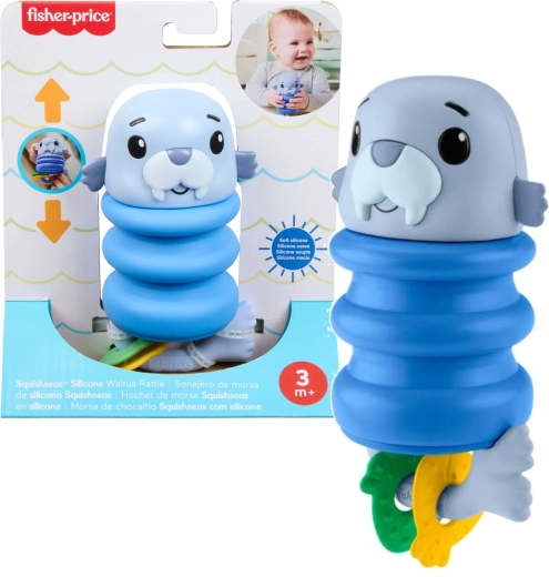 Sensorische Rassel für Babys mit Seehund und Silikonfeder FISHER-PRICE