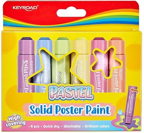 Feste Temperafarben in Stiftform KEYROAD Pastel – Set mit 6 Stück