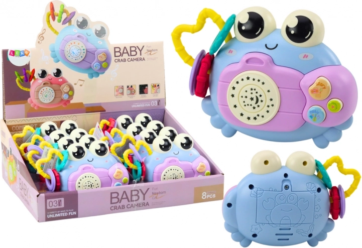 Krabben-Fotokamera Rassel Projektor Geräusche Batterie blau