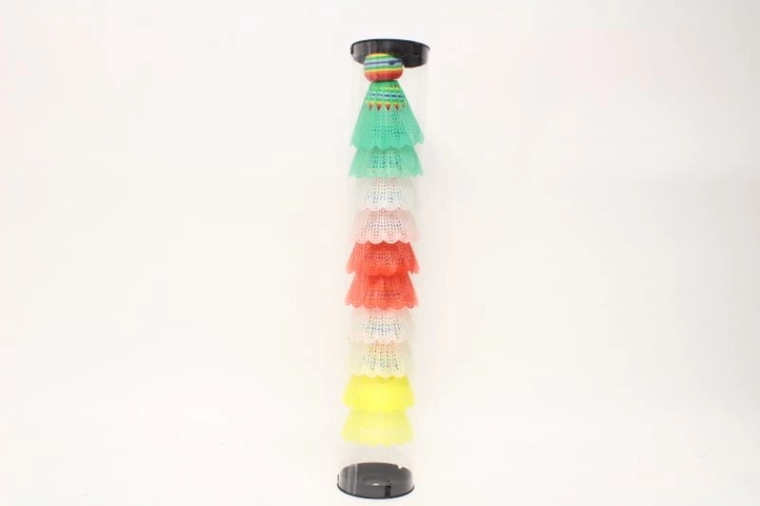 Bunte Badminton-Federbälle aus Kunststoff in der Tube (10 Stk.)