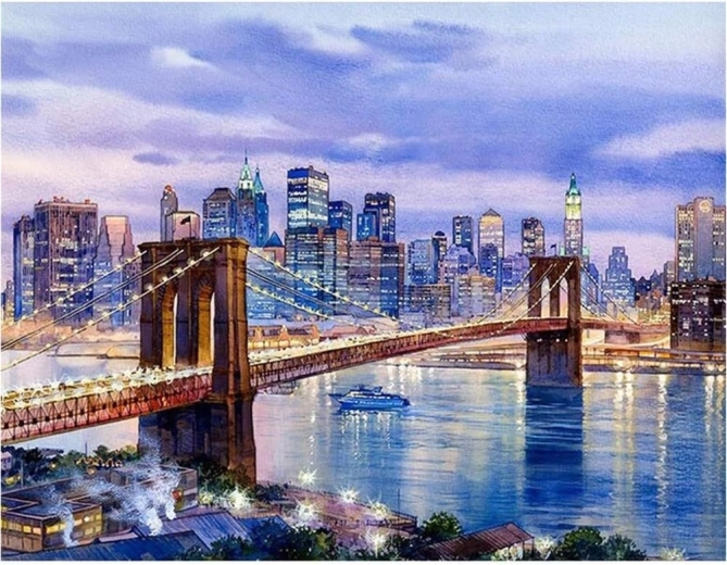 Diamantmalerei New York – Brooklyn Bridge 30 × 40 cm