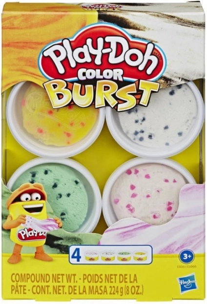 Knetmasse Play-Doh Color Burst Set – 4 Dosen mit Werkzeug