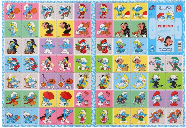 Pexeso Schlümpfe – Papierspiel für die ganze Familie, 32 Bildpaare
