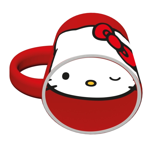 Keramikbecher HELLO KITTY mit Gesicht, rot