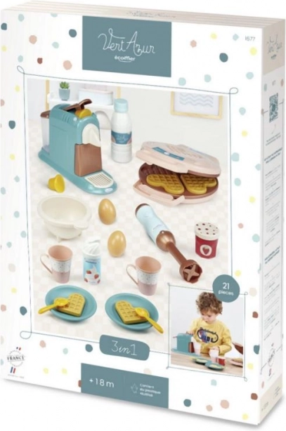 Frühstücksset 3-in-1 – Kaffeemaschine, Waffeleisen und Stabmixer für Kinder