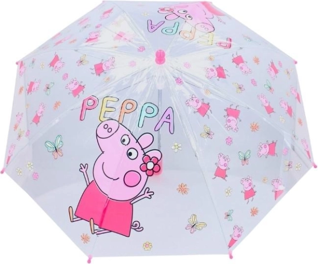 Kinder-Transparenz-Regenschirm Peppa Pig Rainy Days himbeerrosa
