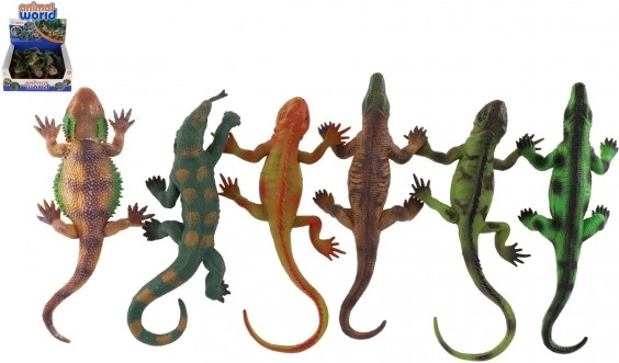 Set aus Gummieidechsen mit Saugnapf im Box