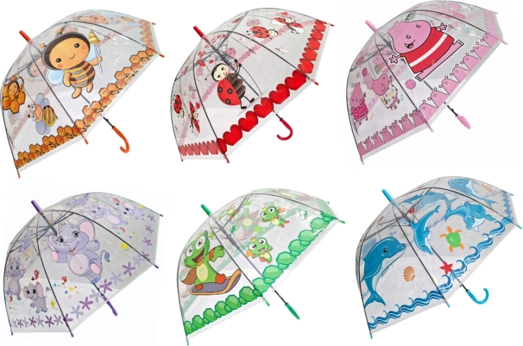 Kinder-Regenschirm mit bunten Motiven