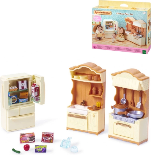 Sylvanian Families Küchenzeile mit Kühlschrank – 37 Teile