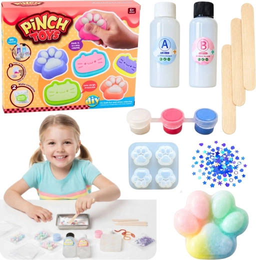 Kreativset DIY zur Herstellung von Anti-Stress-Squishys – Katzenpfote (44 Teile)