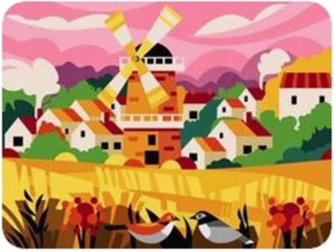 Norimpex Malen nach Zahlen Dorf mit Windmühle 40 × 50 cm