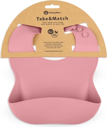 Petite&Mars Silikon-Lätzchen Take&Match Dusty Rose 6m+