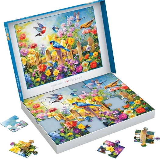 Puzzle Eurographics Connecting Pieces: verspielte Gartenvögel 24 Teile
