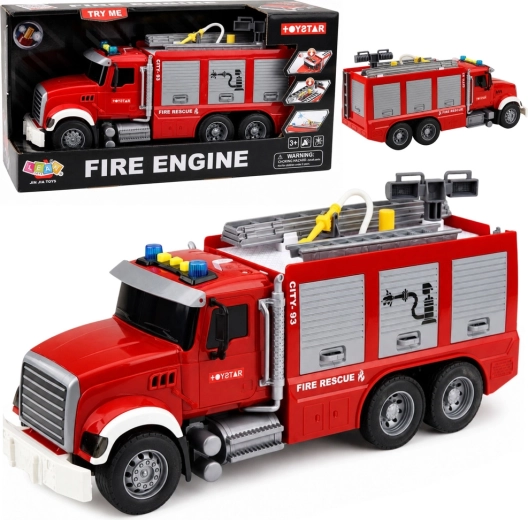 Großes Kinder-Feuerwehrauto mit ausziehbarer Leiter, Wasserschlauch, Licht und Sound - 1 Stück