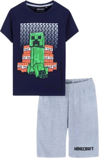 Minecraft-Pyjama dunkelblau-grau
