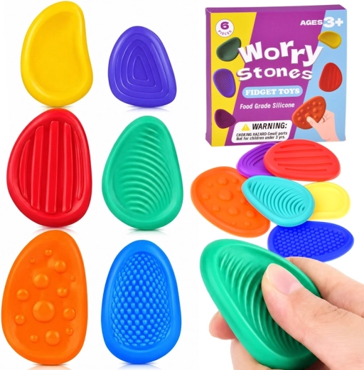 Silikon-Sensorik-Steine (Fidget Toys) – Set mit 6 Stück