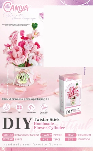 Set aus weichen Blüten zur Herstellung eines rosa Blumenstraußes