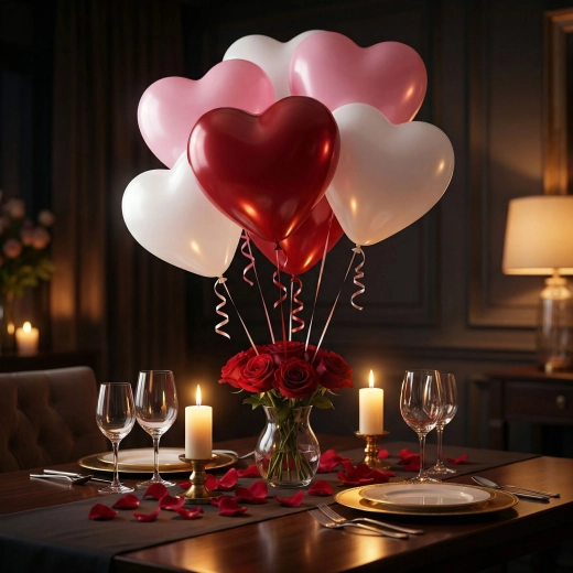 Set herzförmiger Luftballons in Rot, Weiß und Rosa – 10 Stück