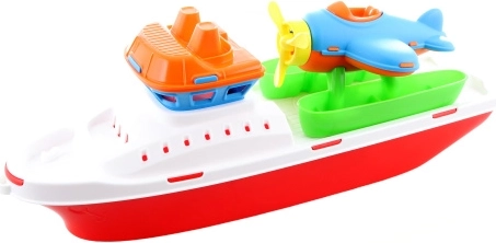 Plastikschiff mit Flugzeug 40 cm