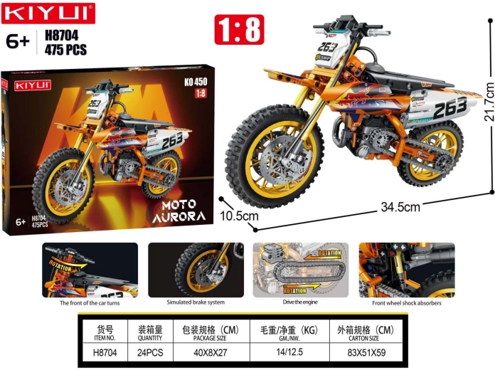 Konstruktionsbausatz Motocross – 475 Teile