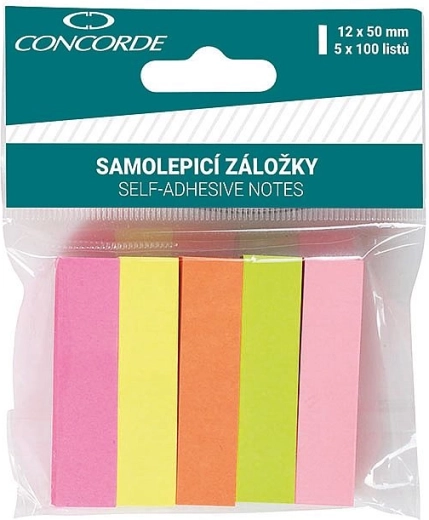 Neon Haftmarker 12 × 50 mm, 5 × 100 Blatt