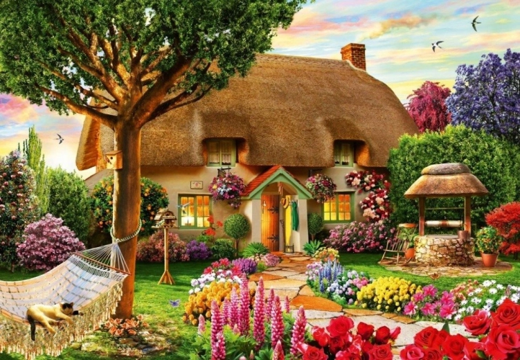 Bluebird Puzzle Reetdachhaus 1000 Teile