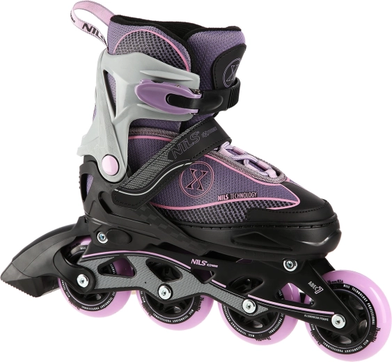 Inline-Skates NILS Extreme grau-rosa, verstellbar – L (39–42)