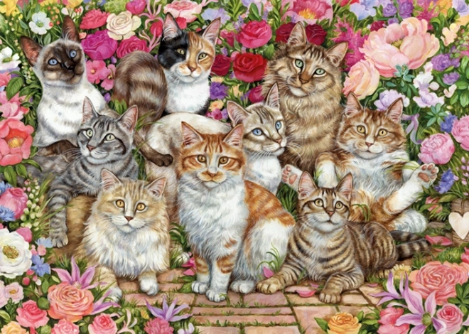 Puzzle FALCON Katzen zwischen Blumen 1000 Teile