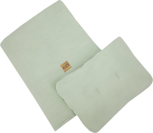 Musselin-Bettset EKO Mint (Kissen 30×40 cm, Decke 75×100 cm)
