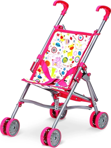 Rosa Puppen-Buggy mit Bildern