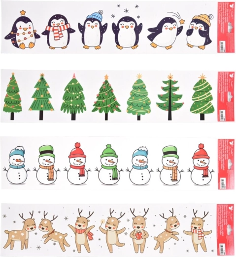 Weihnachtsfensterfolie Streifen mit Glitzereffekt 64 × 15 cm