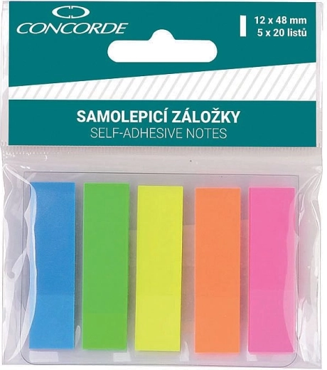 Selbstklebende Neon-Markierstreifen CONCORDE 12 × 48 mm, 5 Farben