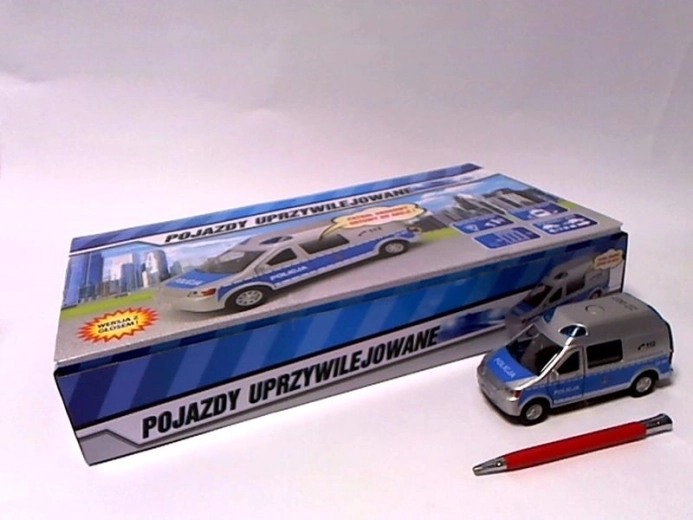 Polizeiwagen (Kastenwagen) mit tschechischen? (polnischen) Sprachausgaben 14 cm mit Licht und Sound