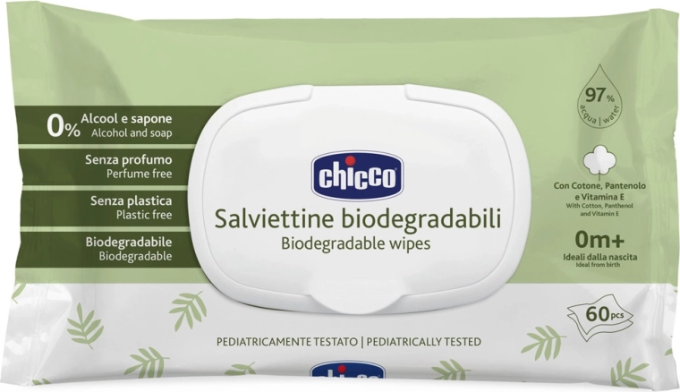 Chicco Baby-Feuchttücher ohne Plastik 60 Stk.