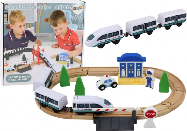 Holzeisenbahn mit Brücke und Polizeistation 3,2 m