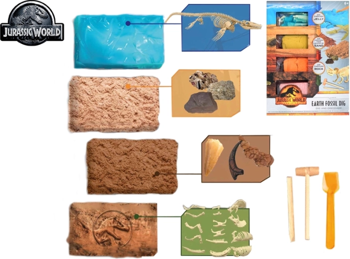 Jurawelt – Set zum Ausgraben von Dinosaurierfossilien, 4 Versteinerungen