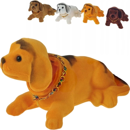 Retro liegender Hund mit wackelndem Kopf (Kunststoff mit Samtoberfläche) - 1 Stück
