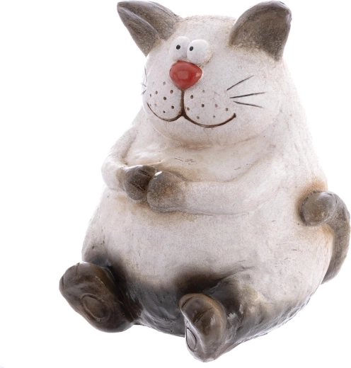 Dekorative Katzenfigur aus Polyresin, Beige, 36 cm