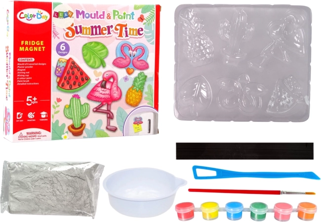 Kinder-DIY-Set für Flamingo-Melonen-Magnete Gips