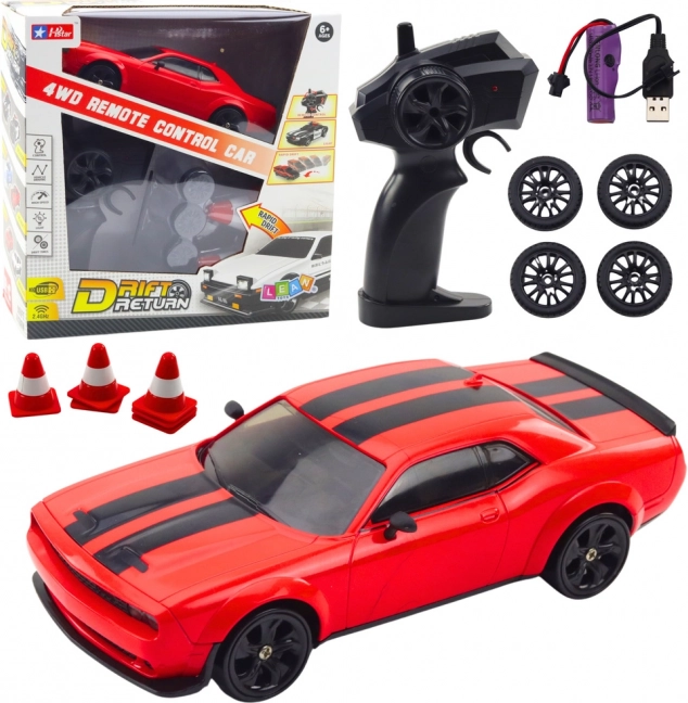 RC-Driftauto 4WD rot mit austauschbaren Rädern