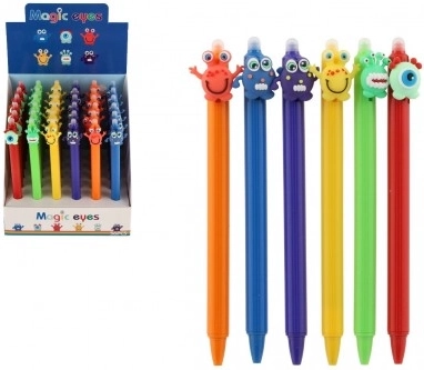 Radierbarer Stift mit Monster-Motiven 15 cm, Kunststoff, Farbmix