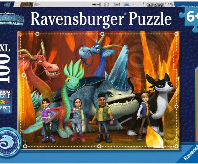 RAVENSBURGER Kinderpuzzle DRAGONS: DIE 9 WELTEN XXL 100 Teile
