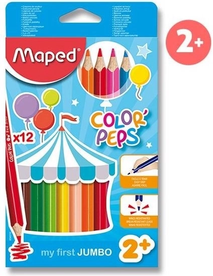 Maped dreikantige Jumbo-Buntstifte Color'Peps, 12 Stück