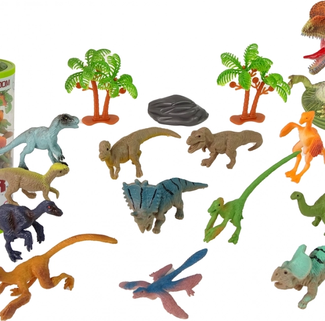 Set aus Dinosaurier-Figuren in Röhre – 12 Stk. mit Zubehör