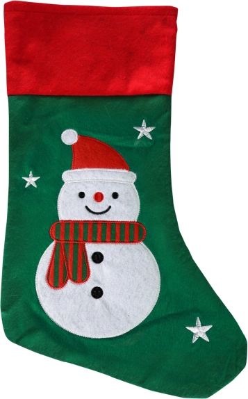 Weihnachtsstrumpf grün mit Schneemann