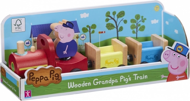 Holzzug Peppa Pig mit Opa Schwein