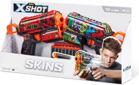 X-Shot Skins Flux – Doppelpack Pistolen mit 16 Pfeilen
