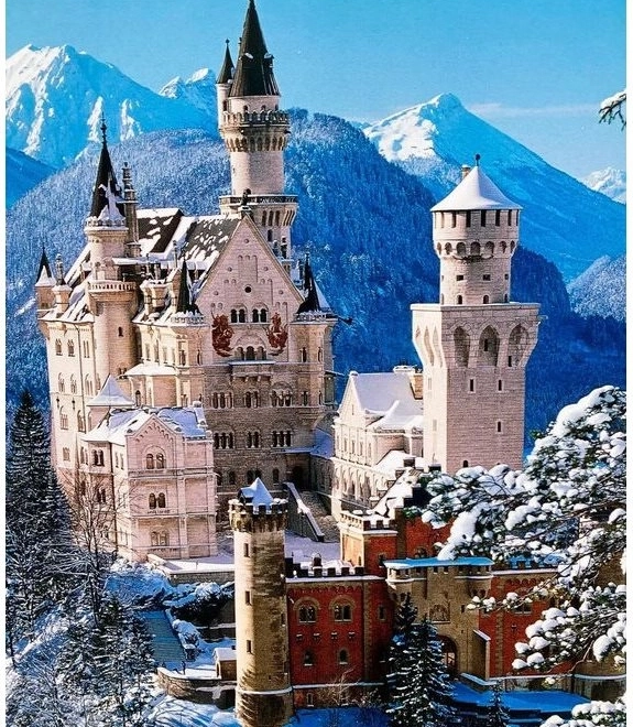 Diamantmalerei Schloss Neuschwanstein Winterpanorama 30x40 cm