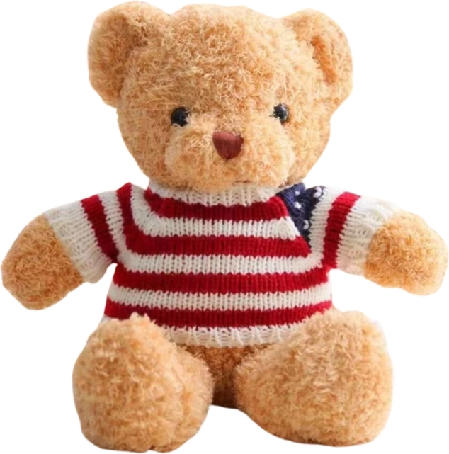 Plüschbär im gestreiften Shirt cremefarben 32 cm