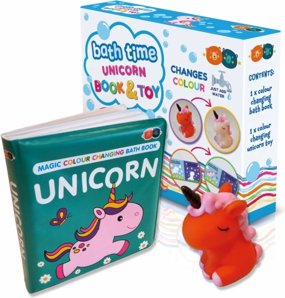 Magisches Bade-Leporello mit Farbwechsel und Spielzeug – Einhorn